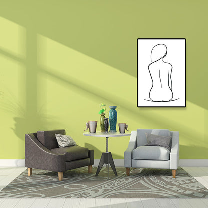 Vivolux | Leinwand Texturiertes Gemälde Nordic Style Bleistift Mädchen Portrait Wandkunst, Mehrere Größen