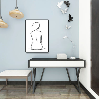 Vivolux | Leinwand Texturiertes Gemälde Nordic Style Bleistift Mädchen Portrait Wandkunst, Mehrere Größen