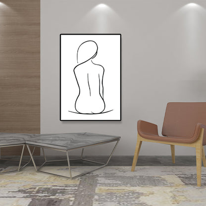 Vivolux | Leinwand Texturiertes Gemälde Nordic Style Bleistift Mädchen Portrait Wandkunst, Mehrere Größen