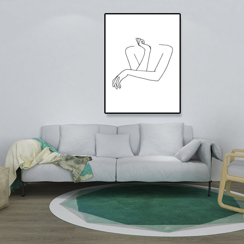 Vivolux | Leinwand Texturiertes Gemälde Nordic Style Bleistift Mädchen Portrait Wandkunst, Mehrere Größen