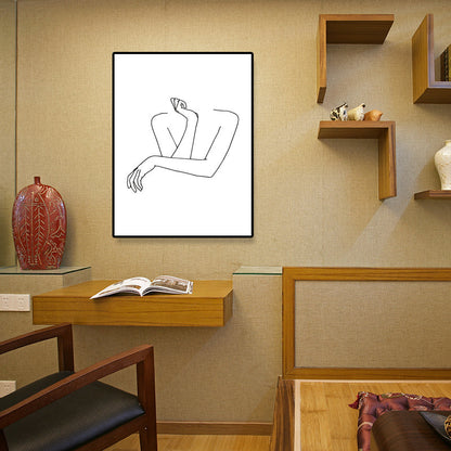 Vivolux | Leinwand Texturiertes Gemälde Nordic Style Bleistift Mädchen Portrait Wandkunst, Mehrere Größen