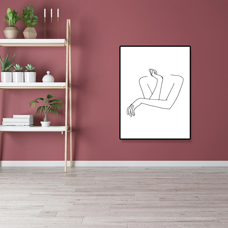 Vivolux | Leinwand Texturiertes Gemälde Nordic Style Bleistift Mädchen Portrait Wandkunst, Mehrere Größen