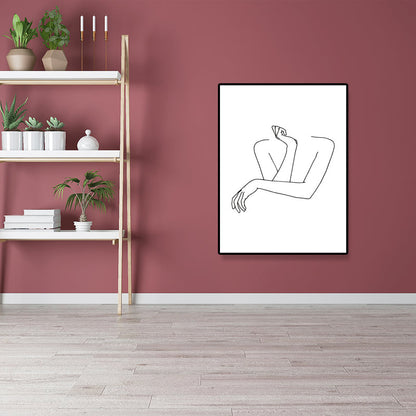 Vivolux | Leinwand Texturiertes Gemälde Nordic Style Bleistift Mädchen Portrait Wandkunst, Mehrere Größen