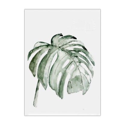 Vivolux | Tropical Leaf Pattern Wall Art Green Living Room Canvas Print, Textured Surface