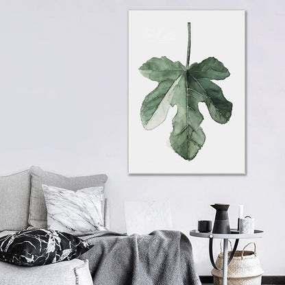 Vivolux | Tropical Leaf Pattern Wall Art Green Living Room Canvas Print, Textured Surface