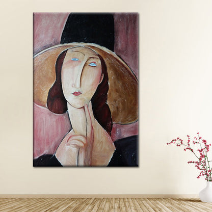 Vivolux | Vintage Frau Portrait Malerei Leinwand Texturiert Rosa Wandkunst Druck für Mädchenzimmer