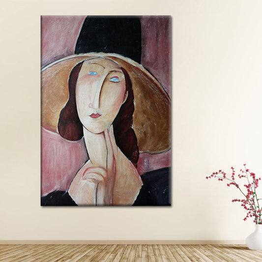 Vivolux | Vintage Frau Portrait Malerei Leinwand Texturiert Rosa Wandkunst Druck für Mädchenzimmer