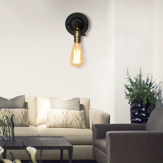 Vivolux | 1 Kop Metallic Wandverlichting Vintage Stijl Zwarte Afwerking Blootgestelde Gloeilamp Gang Wandlamp Fixture