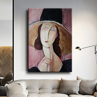 Vivolux | Vintage Frau Portrait Malerei Leinwand Texturiert Rosa Wandkunst Druck für Mädchenzimmer