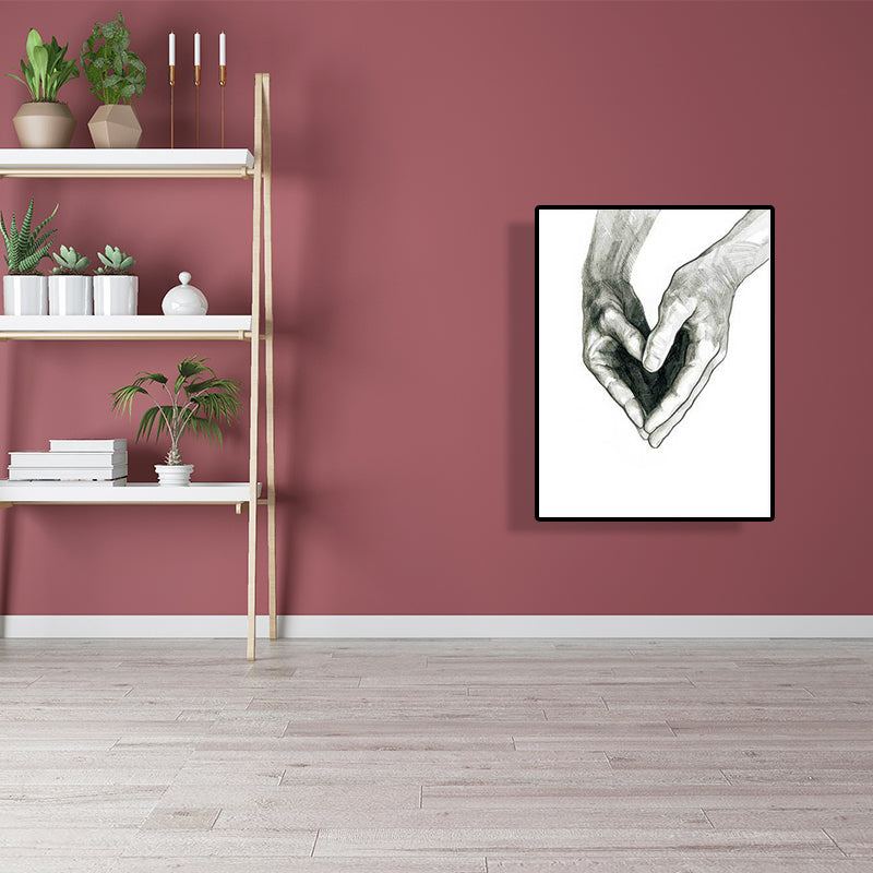 Vivolux | Skandinavische Zwei Hände Porträt Malerei Weiße Küche Backsplash Wandkunst Druck