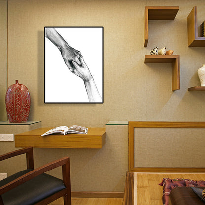 Vivolux | Skandinavische Zwei Hände Porträt Malerei Weiße Küche Backsplash Wandkunst Druck