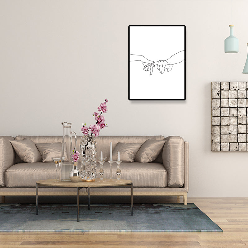 Vivolux | Leinwand Weißes Gemälde Nordische Kohlezeichnungen Hand in Hand Wanddekoration, Mehrere Größen