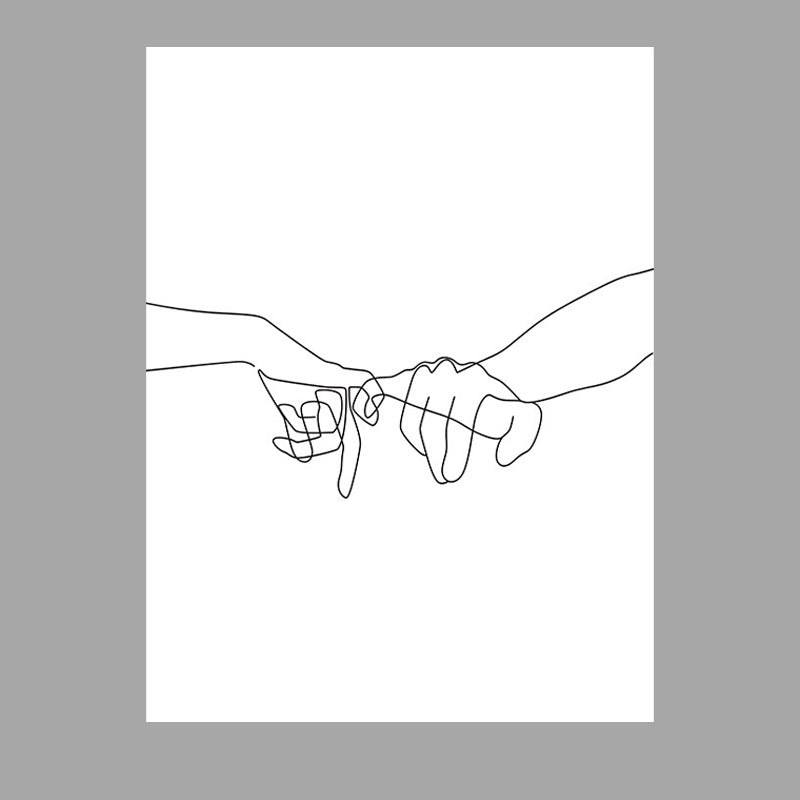 Vivolux | Leinwand Weißes Gemälde Nordische Kohlezeichnungen Hand in Hand Wanddekoration, Mehrere Größen