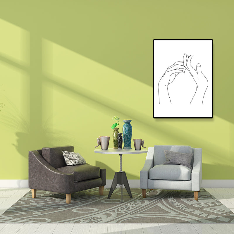 Vivolux | Leinwand Weißes Gemälde Nordische Kohlezeichnungen Hand in Hand Wanddekoration, Mehrere Größen