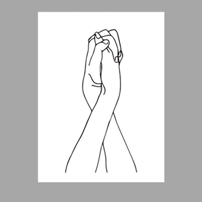 Vivolux | Leinwand Weißes Gemälde Nordische Kohlezeichnungen Hand in Hand Wanddekoration, Mehrere Größen