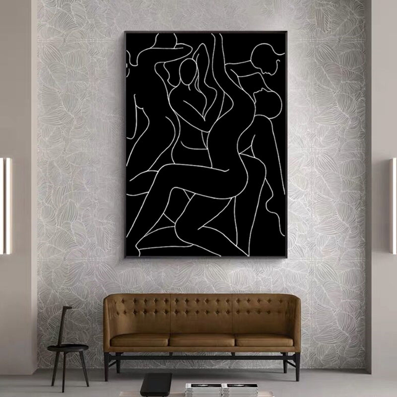 Vivolux | Crowed Charakter Porträt Malerei für Mädchenzimmer Kohlezeichnungen Wandkunst Druck