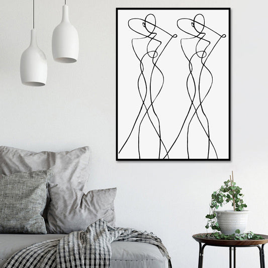 Vivolux | Weiße Umarmung Figuren Wanddekoration Texturiert Skandinavischer Stil Jungen Schlafzimmer Leinwand