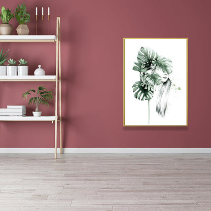 Vivolux | Texturierte Figur und botanische Malerei Leinwand Glam Style Wandkunst Dekor für Badezimmer
