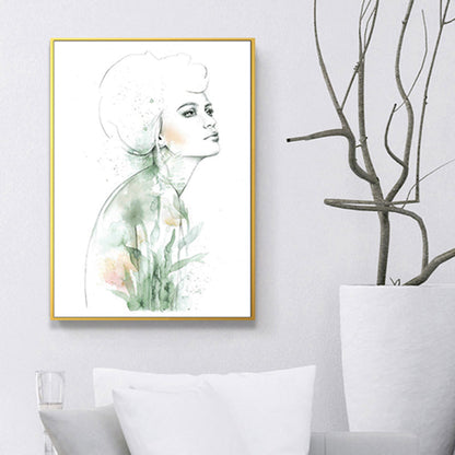 Vivolux | Texturierte Figur und botanische Malerei Leinwand Glam Style Wandkunst Dekor für Badezimmer
