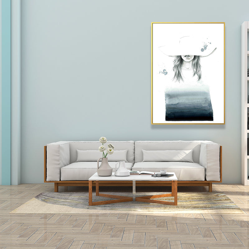 Vivolux | Texturierte Figur und botanische Malerei Leinwand Glam Style Wandkunst Dekor für Badezimmer