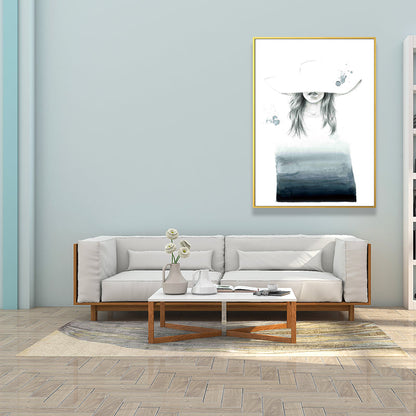 Vivolux | Texturierte Figur und botanische Malerei Leinwand Glam Style Wandkunst Dekor für Badezimmer