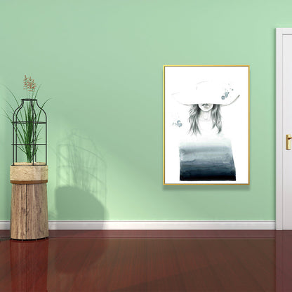 Vivolux | Texturierte Figur und botanische Malerei Leinwand Glam Style Wandkunst Dekor für Badezimmer