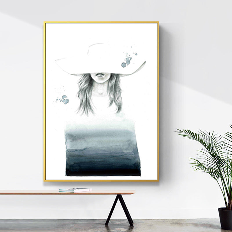 Vivolux | Texturierte Figur und botanische Malerei Leinwand Glam Style Wandkunst Dekor für Badezimmer