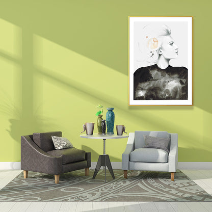 Vivolux | Texturierte Figur und botanische Malerei Leinwand Glam Style Wandkunst Dekor für Badezimmer