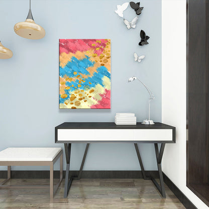 Vivolux | Abstract Painting Wall Decoration Blue and Red Canvas Art Print for Living Room, Texture