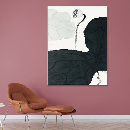Vivolux | Traditioneller Lotus-Teich-Leinwanddruck Dunkle Farbe Texturierten Wandkunst Dekor für Wohnzimmer
