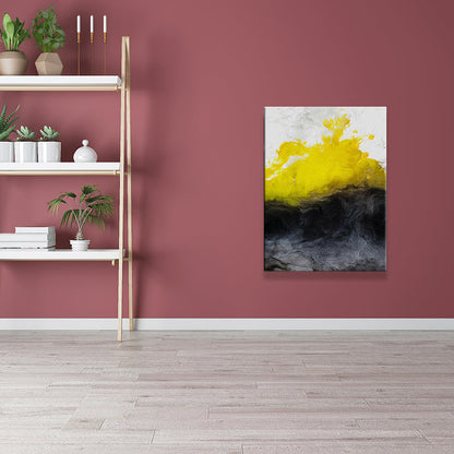 Vivolux | Eenvoudige Abstracte Wandkunst Decor Geel en Zwart Eetkamer Canvas, Getextureerd