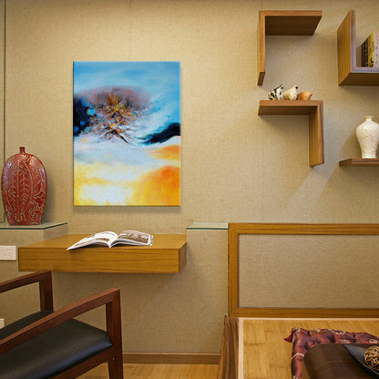 Vivolux | Hedendaagse Abstracte Canvas Kunst Gele en Blauwe Zonsondergang Landschap Muurdecor voor Keuken