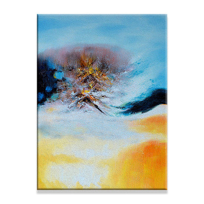 Vivolux | Hedendaagse Abstracte Canvas Kunst Gele en Blauwe Zonsondergang Landschap Muurdecor voor Keuken
