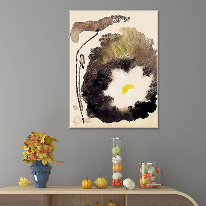 Vivolux | Braune Lotus- und Blütenmalerei Moderne Texturierte Wandkunst für das Wohnzimmer