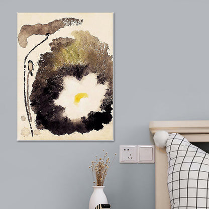 Vivolux | Braune Lotus- und Blütenmalerei Moderne Texturierte Wandkunst für das Wohnzimmer