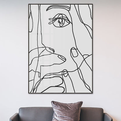 Vivolux | Skandinavische Gesichts- und Handmalerei Leinwand Texturiertes Graues Wandkunstdecor für das Badezimmer