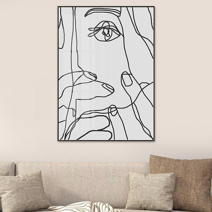 Vivolux | Skandinavische Gesichts- und Handmalerei Leinwand Texturiertes Graues Wandkunstdecor für das Badezimmer