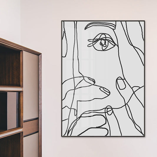 Vivolux | Skandinavische Gesichts- und Handmalerei Leinwand Texturiertes Graues Wandkunstdecor für das Badezimmer