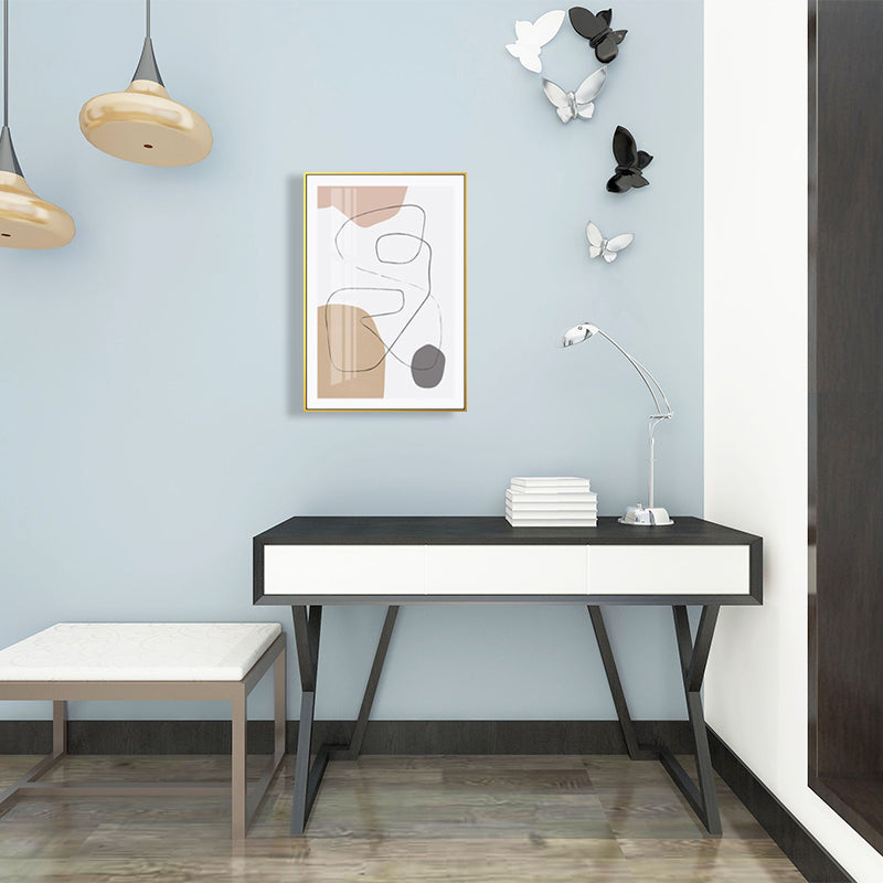 Vivolux | Braun abstraktes Muster Leinwand Bleistift Skandinavische Textur Wandkunst für das Gästezimmer