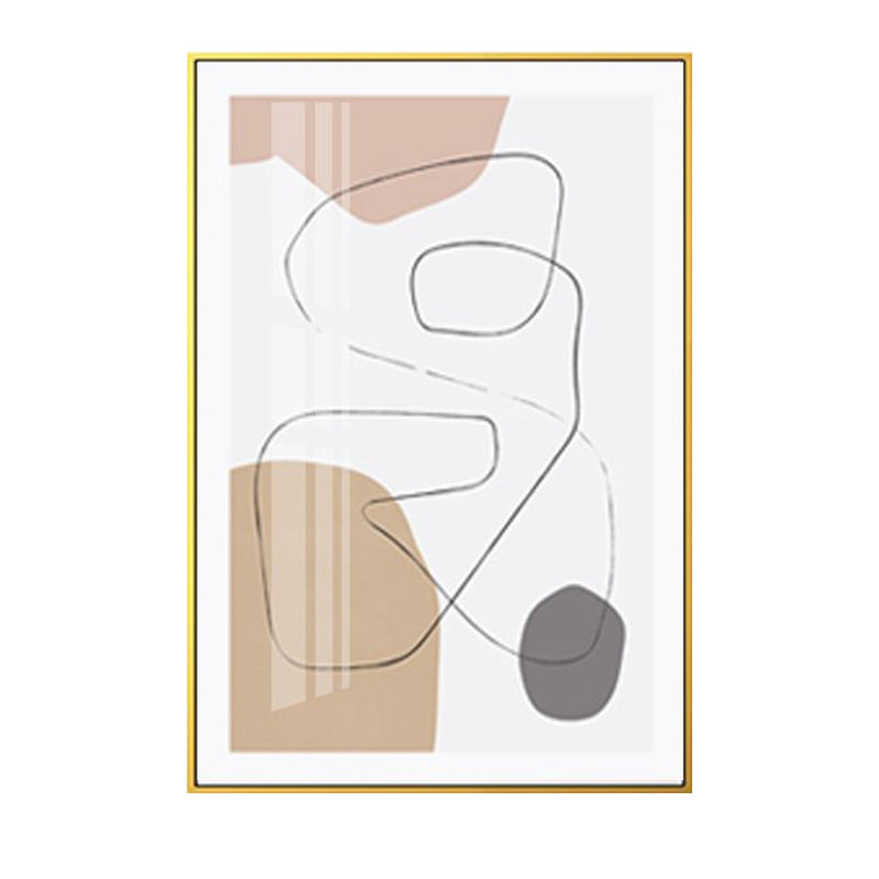 Vivolux | Braun abstraktes Muster Leinwand Bleistift Skandinavische Textur Wandkunst für das Gästezimmer