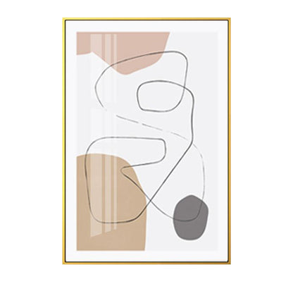 Vivolux | Braun abstraktes Muster Leinwand Bleistift Skandinavische Textur Wandkunst für das Gästezimmer