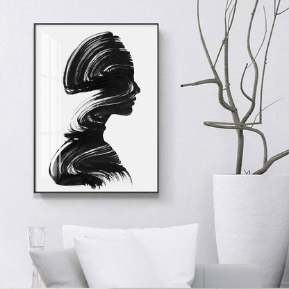 Vivolux | Pinselstrich Frauenmalerei minimalistische Leinwand Wandkunst Dekor in Schwarz und Weiß