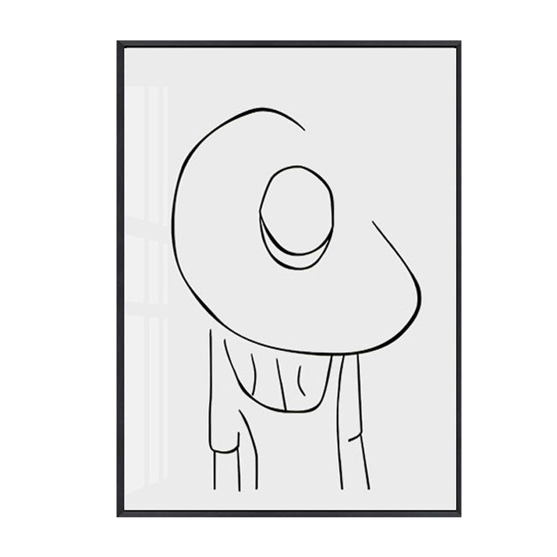 Vivolux | Hat Mädchen Rückporträt Malerei Weiß Leinwand Wandkunst Dekor Texturiert, Mehrere Größen