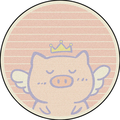 Vivolux | Uniek Kinderen Tapijt in Roze Dieren Varken Vleugel Stripe Patroon Tapijt Polyester Machine Wasbaar Vloerkleed voor Kinderkamer
