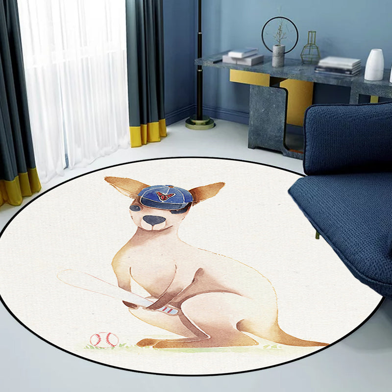 Vivolux | Weißer Kinderzimmerteppich Kinder Tier Bär Hund Panda Muster Teppich Polyester Antirutsch-Rücken Teppich
