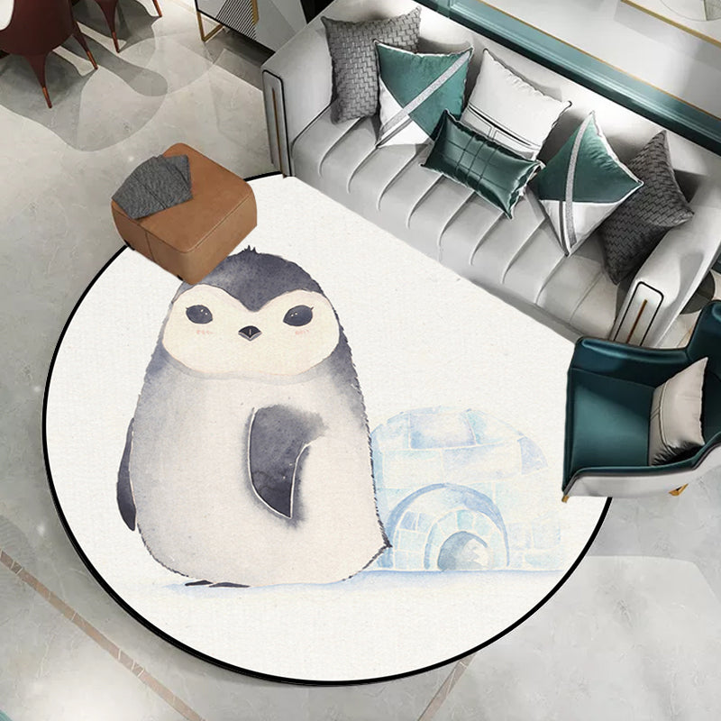 Vivolux | Weißer Kinderzimmerteppich Kinder Tier Bär Hund Panda Muster Teppich Polyester Antirutsch-Rücken Teppich