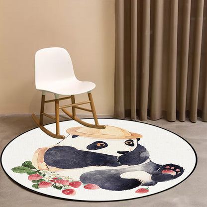 Vivolux | Weißer Kinderzimmerteppich Kinder Tier Bär Hund Panda Muster Teppich Polyester Antirutsch-Rücken Teppich