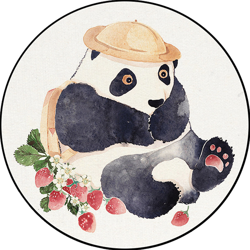Vivolux | Weißer Kinderzimmerteppich Kinder Tier Bär Hund Panda Muster Teppich Polyester Antirutsch-Rücken Teppich
