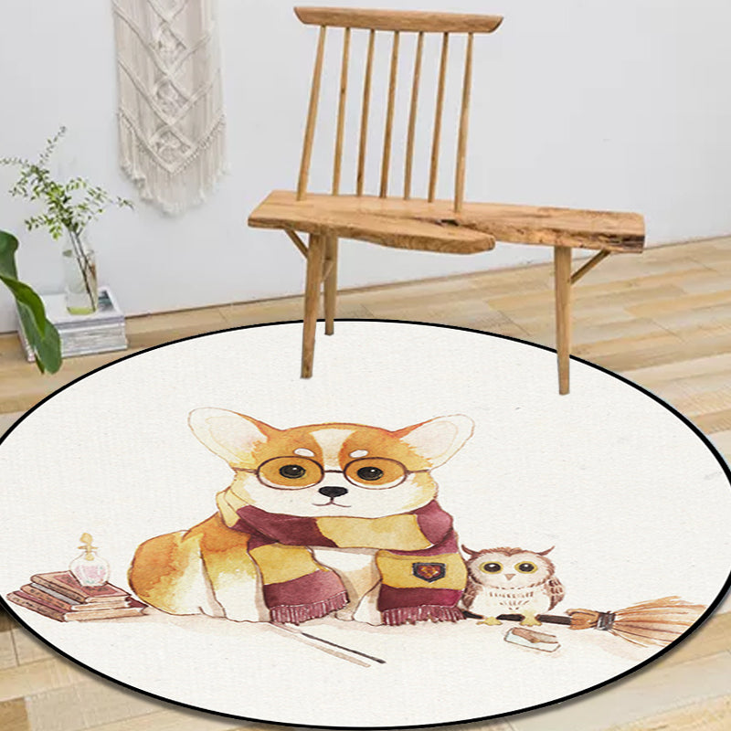 Vivolux | Weißer Kinderzimmerteppich Kinder Tier Bär Hund Panda Muster Teppich Polyester Antirutsch-Rücken Teppich