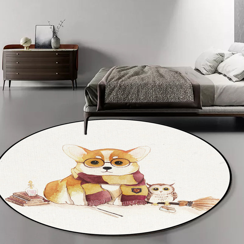 Vivolux | Weißer Kinderzimmerteppich Kinder Tier Bär Hund Panda Muster Teppich Polyester Antirutsch-Rücken Teppich